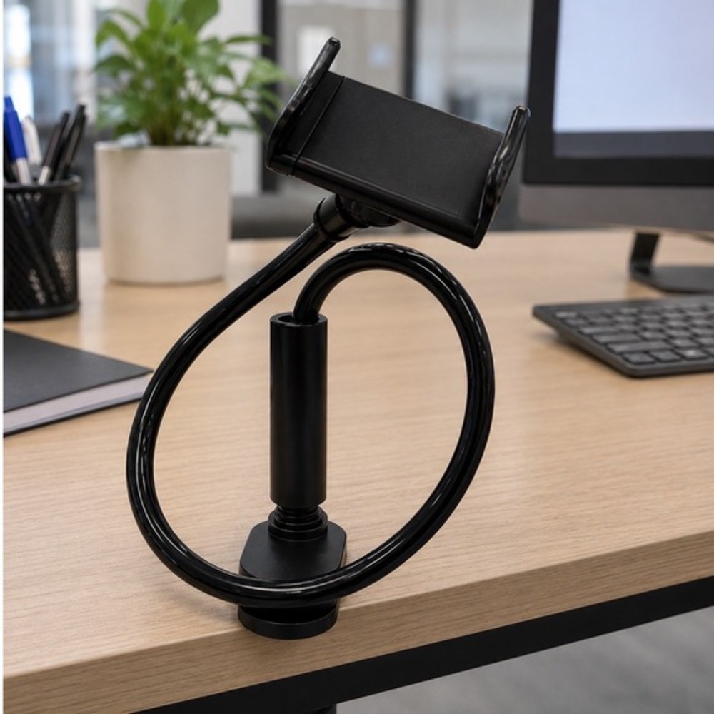 Universal Flexible Gooseneck Phone Holder Long Arm Desk Mount Clamp Black 29-03